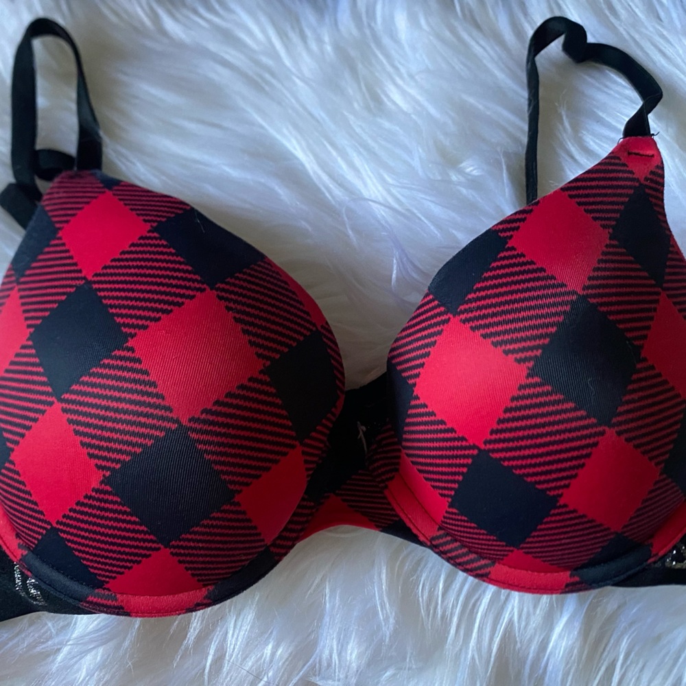 EUC VS PINK GINGHAM PUSH UP BRA